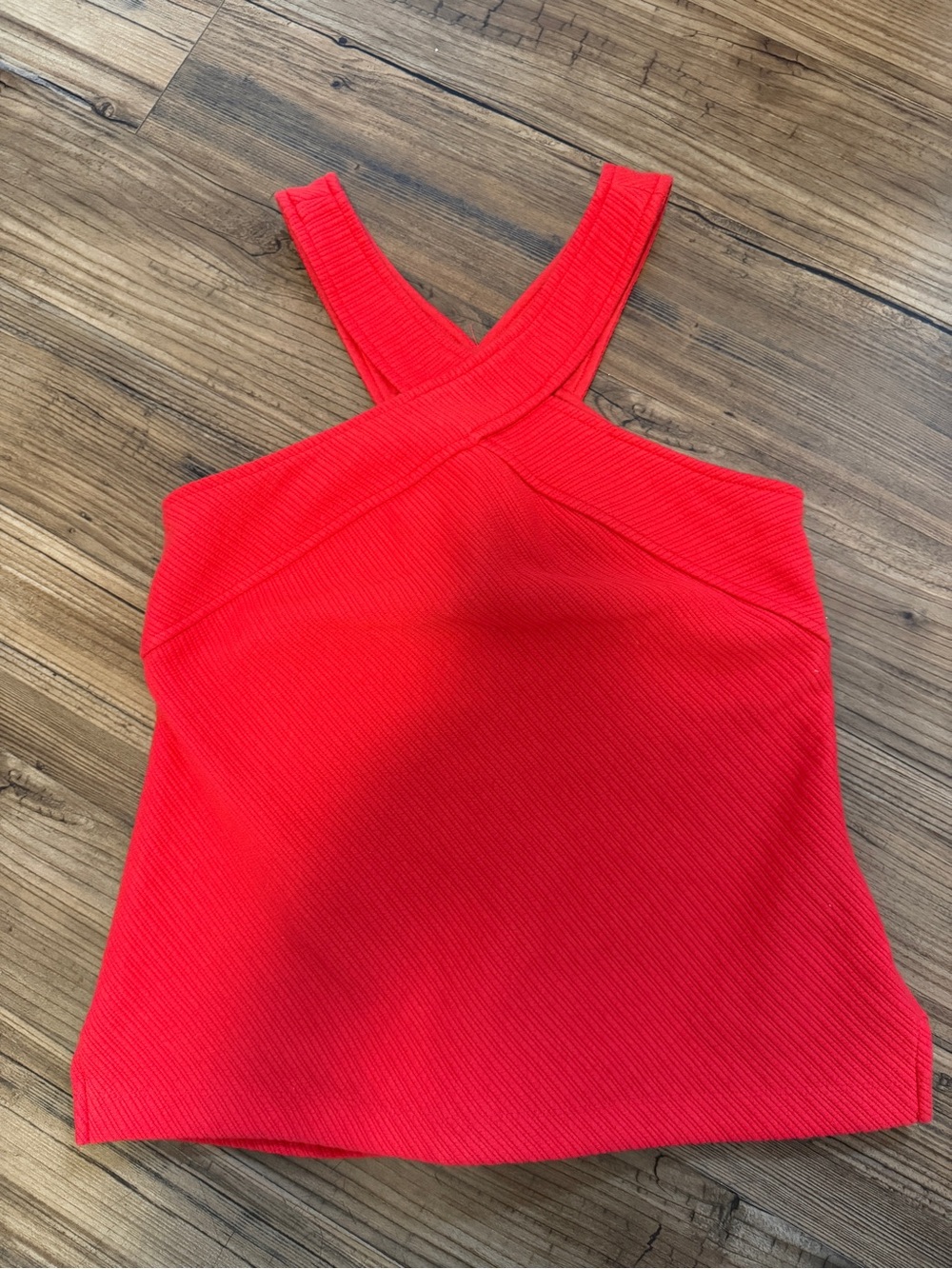 Anthropologie Red Cross-Back Ribbed Tank